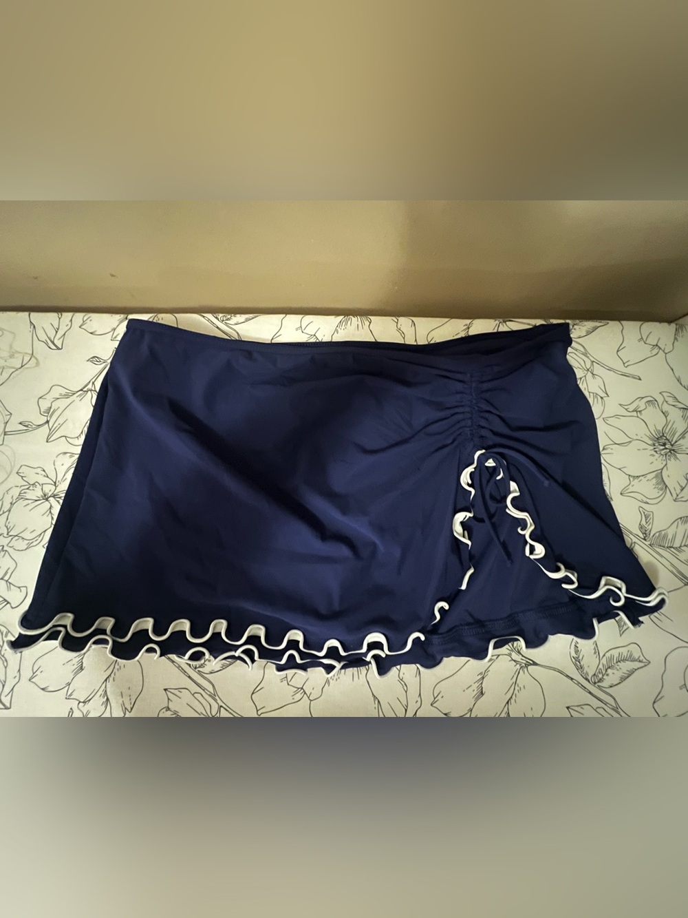 Profile By Gottex Navy Swim Sarong with White Ruffle Trim